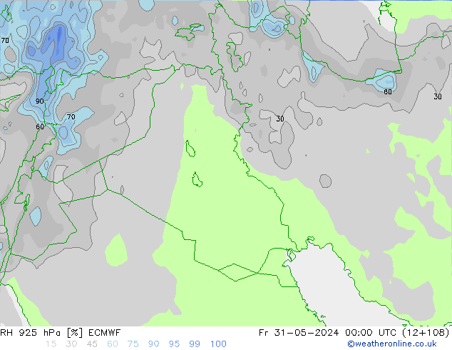 RH 925 hPa ECMWF  31.05.2024 00 UTC