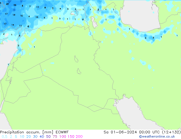 Precipitation accum. ECMWF Sa 01.06.2024 00 UTC