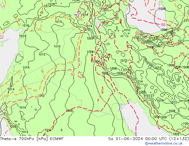 Theta-e 700hPa ECMWF  01.06.2024 00 UTC