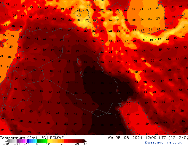 Temperature (2m) ECMWF We 05.06.2024 12 UTC