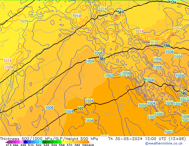 500-1000 hPa Kalınlığı ECMWF Per 30.05.2024 12 UTC