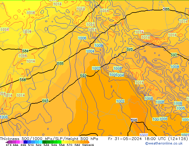 Thck 500-1000hPa ECMWF Fr 31.05.2024 18 UTC