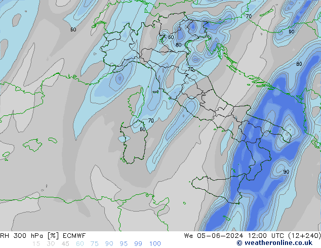 RH 300 hPa ECMWF We 05.06.2024 12 UTC