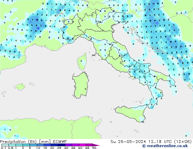 Z500/Rain (+SLP)/Z850 ECMWF dom 26.05.2024 18 UTC