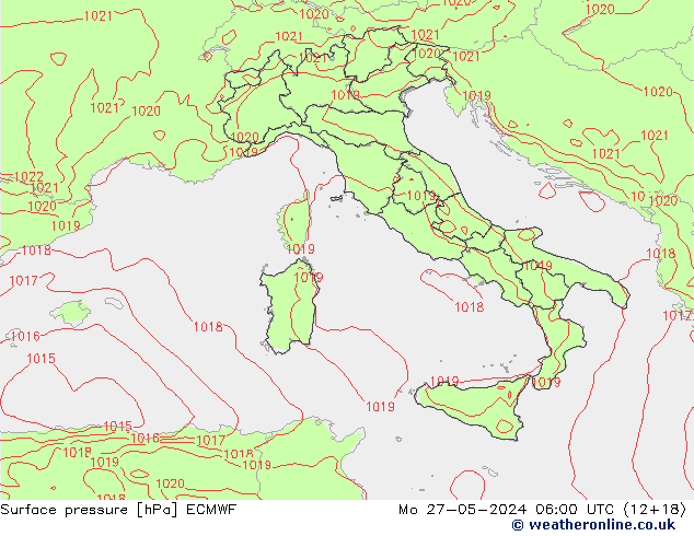 Bodendruck ECMWF Mo 27.05.2024 06 UTC