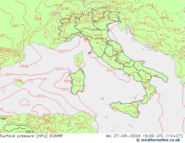 Surface pressure ECMWF Mo 27.05.2024 15 UTC