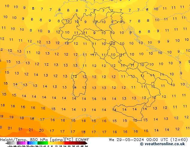 Z500/Rain (+SLP)/Z850 ECMWF We 29.05.2024 00 UTC