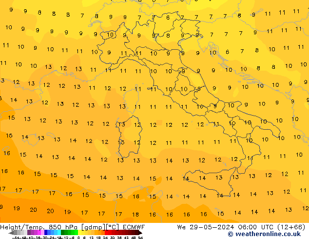 Z500/Yağmur (+YB)/Z850 ECMWF Çar 29.05.2024 06 UTC