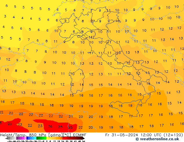 Z500/Regen(+SLP)/Z850 ECMWF vr 31.05.2024 12 UTC