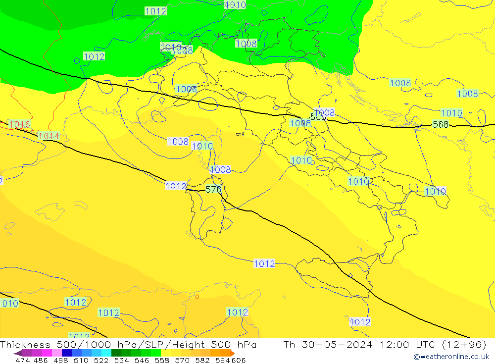 Thck 500-1000hPa ECMWF jeu 30.05.2024 12 UTC