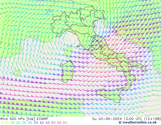 Wind 500 hPa ECMWF So 02.06.2024 12 UTC