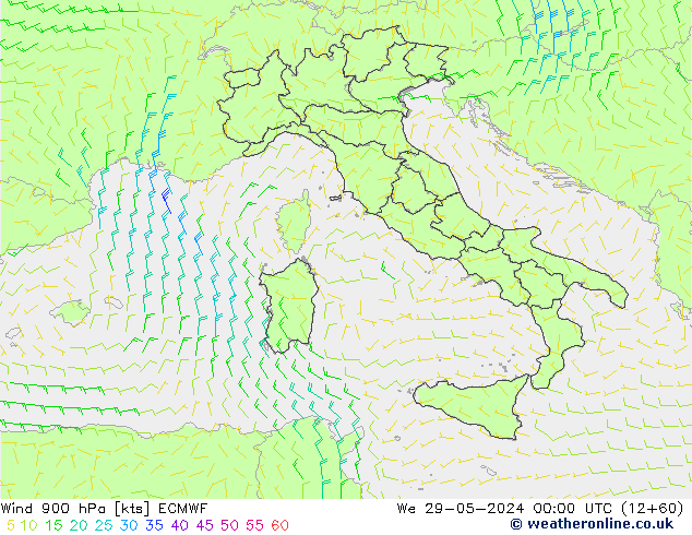 Wind 900 hPa ECMWF wo 29.05.2024 00 UTC