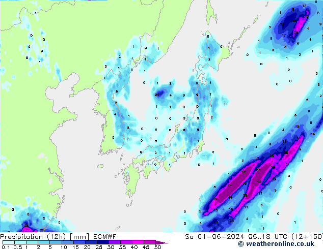 Yağış (12h) ECMWF Cts 01.06.2024 18 UTC