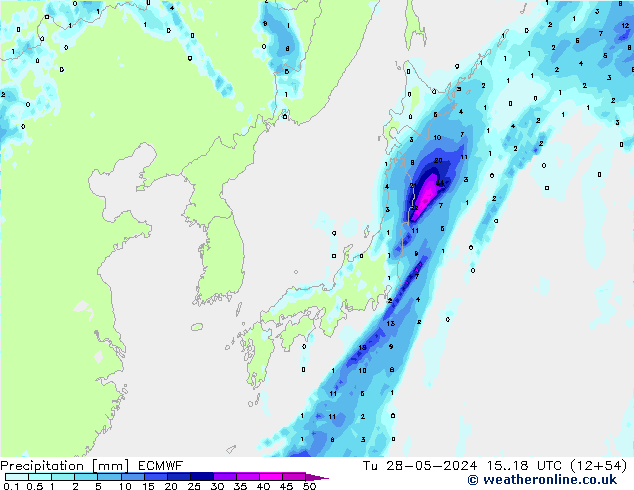 Neerslag ECMWF di 28.05.2024 18 UTC