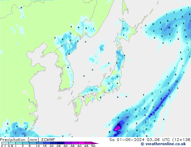 precipitação ECMWF Sáb 01.06.2024 06 UTC