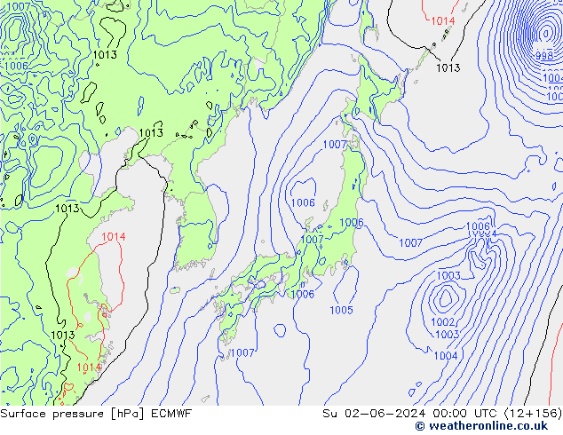 Yer basıncı ECMWF Paz 02.06.2024 00 UTC