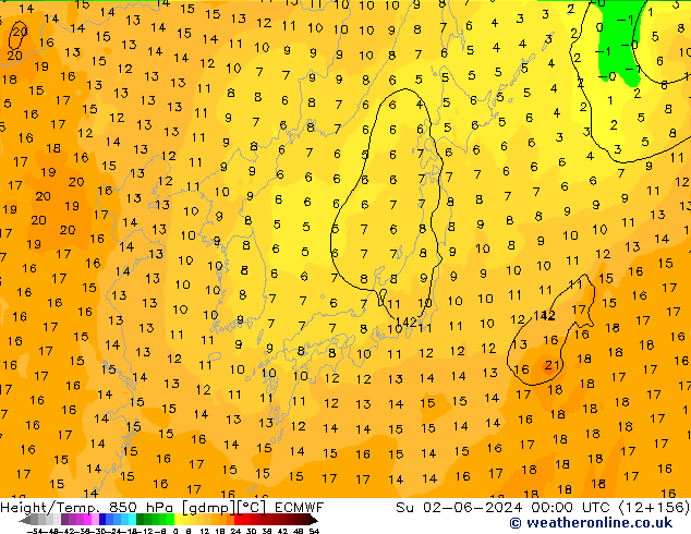 Z500/Rain (+SLP)/Z850 ECMWF dim 02.06.2024 00 UTC