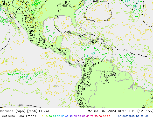 Isotachs (mph) ECMWF Seg 03.06.2024 06 UTC