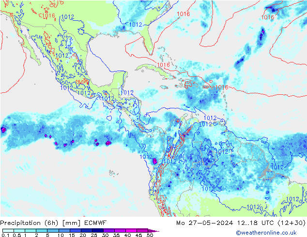 Z500/Rain (+SLP)/Z850 ECMWF Mo 27.05.2024 18 UTC