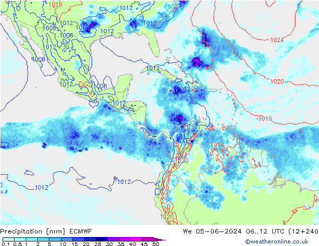 Srážky ECMWF St 05.06.2024 12 UTC