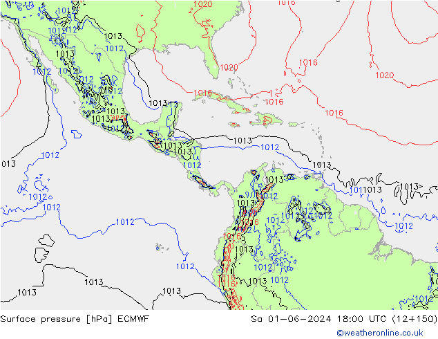 Luchtdruk (Grond) ECMWF za 01.06.2024 18 UTC