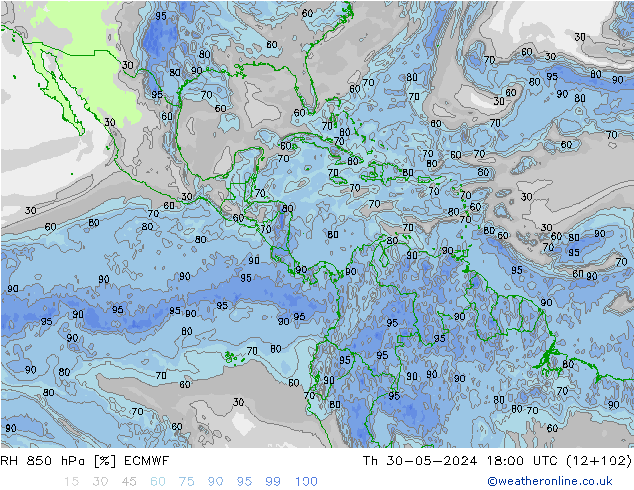 RH 850 hPa ECMWF  30.05.2024 18 UTC