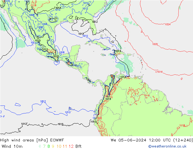 High wind areas ECMWF We 05.06.2024 12 UTC