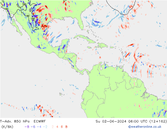 T-Adv. 850 гПа ECMWF Вс 02.06.2024 06 UTC