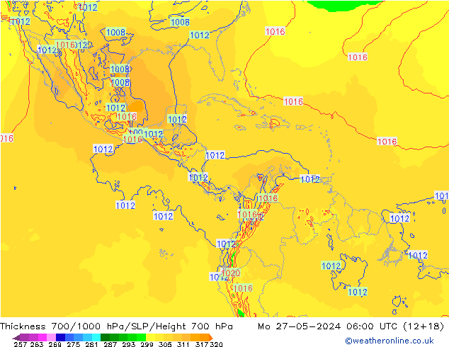 Thck 700-1000 hPa ECMWF Mo 27.05.2024 06 UTC