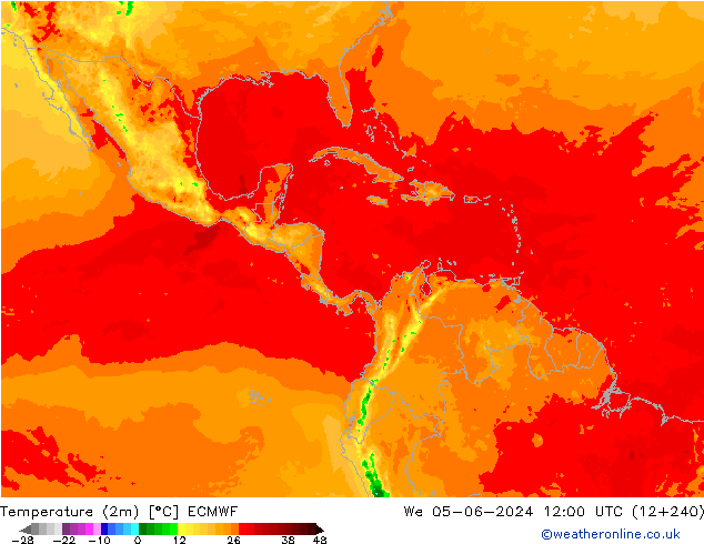 Sıcaklık Haritası (2m) ECMWF Çar 05.06.2024 12 UTC