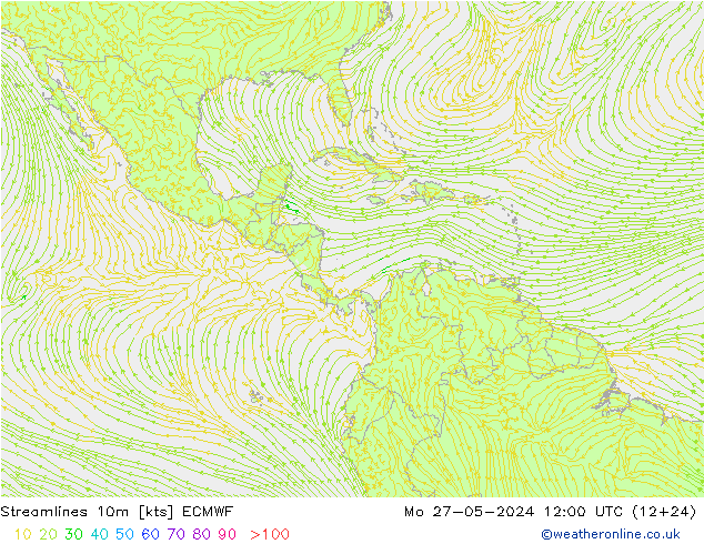 Ligne de courant 10m ECMWF lun 27.05.2024 12 UTC