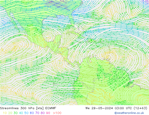 Rüzgar 300 hPa ECMWF Çar 29.05.2024 03 UTC