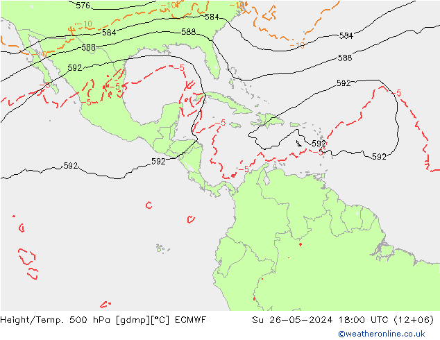 Z500/Rain (+SLP)/Z850 ECMWF Dom 26.05.2024 18 UTC