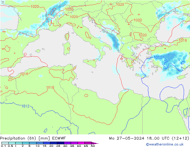 Z500/Rain (+SLP)/Z850 ECMWF Mo 27.05.2024 00 UTC