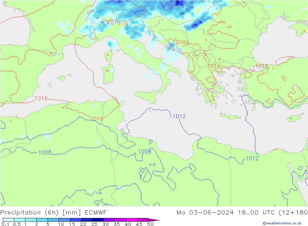 Z500/Rain (+SLP)/Z850 ECMWF lun 03.06.2024 00 UTC