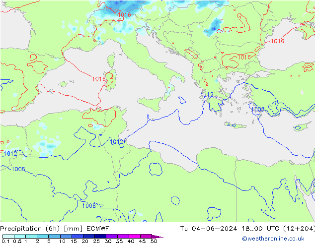 Z500/Rain (+SLP)/Z850 ECMWF wto. 04.06.2024 00 UTC