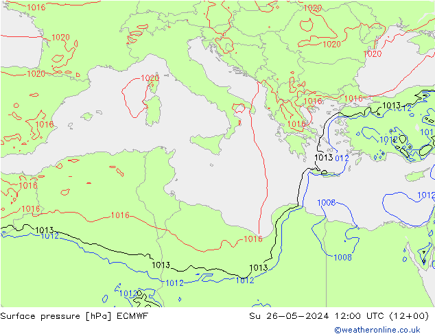 pression de l'air ECMWF dim 26.05.2024 12 UTC