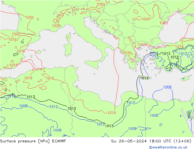 Bodendruck ECMWF So 26.05.2024 18 UTC