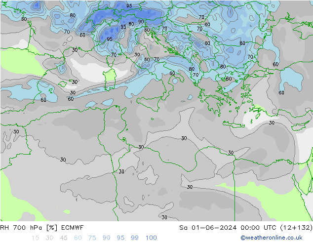 RH 700 hPa ECMWF Sa 01.06.2024 00 UTC