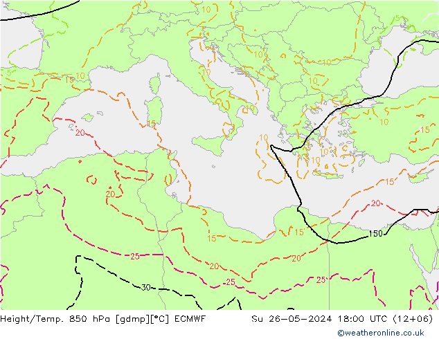 Z500/Rain (+SLP)/Z850 ECMWF Su 26.05.2024 18 UTC