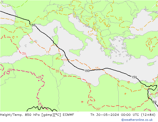 Z500/Yağmur (+YB)/Z850 ECMWF Per 30.05.2024 00 UTC