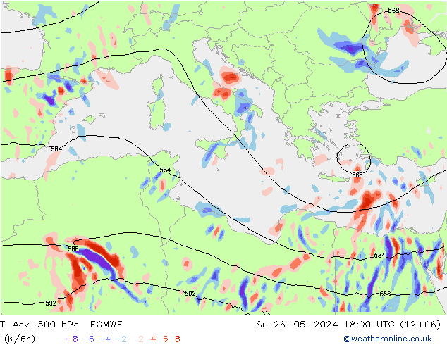 T-Adv. 500 гПа ECMWF Вс 26.05.2024 18 UTC