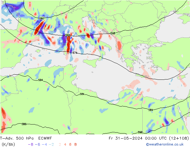 T-Adv. 500 hPa ECMWF ven 31.05.2024 00 UTC