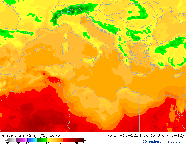 température (2m) ECMWF lun 27.05.2024 00 UTC