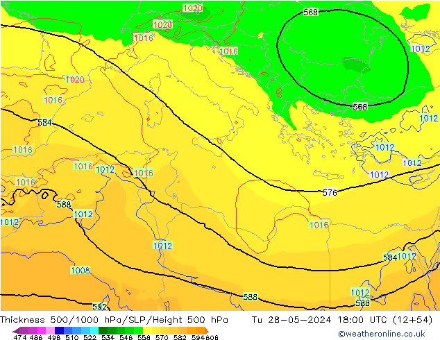 Dikte 500-1000hPa ECMWF di 28.05.2024 18 UTC