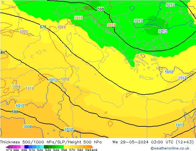 500-1000 hPa Kalınlığı ECMWF Çar 29.05.2024 03 UTC