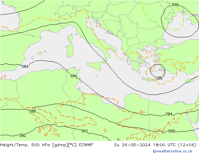 Z500/Regen(+SLP)/Z850 ECMWF zo 26.05.2024 18 UTC