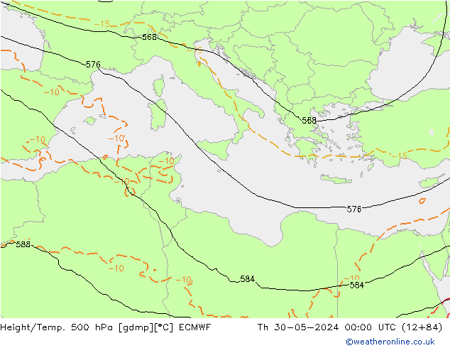 Z500/Yağmur (+YB)/Z850 ECMWF Per 30.05.2024 00 UTC