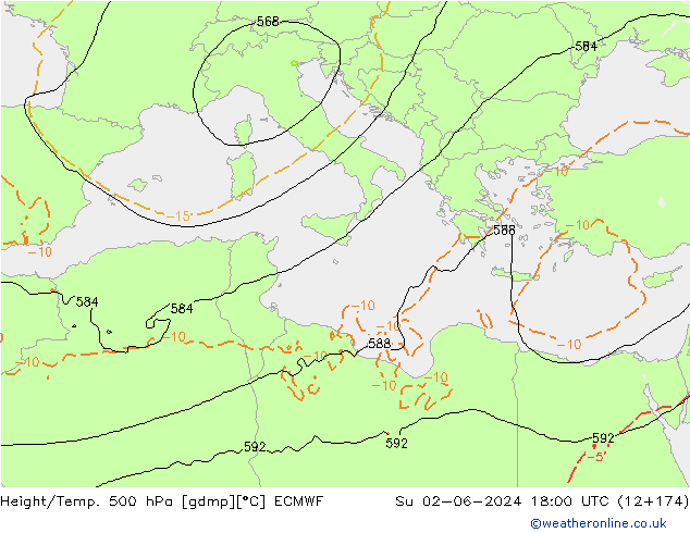 Z500/Rain (+SLP)/Z850 ECMWF Su 02.06.2024 18 UTC