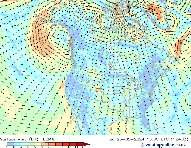 �N 10 米 (bft) ECMWF 星期日 26.05.2024 15 UTC